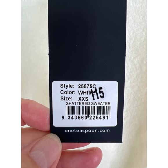 NWT One Teaspoon Shattered Crew Neck Sweater in Cream Size XXS Oversized - Picture 7 of 11